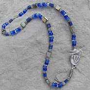 Sterling Silver Horse's Hoof Clasp Blue Gemstone Necklace *LAST ONE*