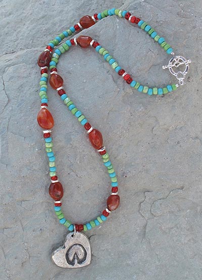 Pewter HoofPrint on My Heart Gemstone Necklace *LIMITED EDITION - ONLY ONE LEFT!*