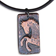 Wild & Free Copper Rearing Horse Necklace on Leather Cord