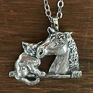 Sterling Silver Horse and Cat Necklace *NEW!*