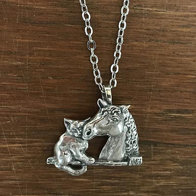 Sterling Silver Horse and Cat Necklace *NEW!*