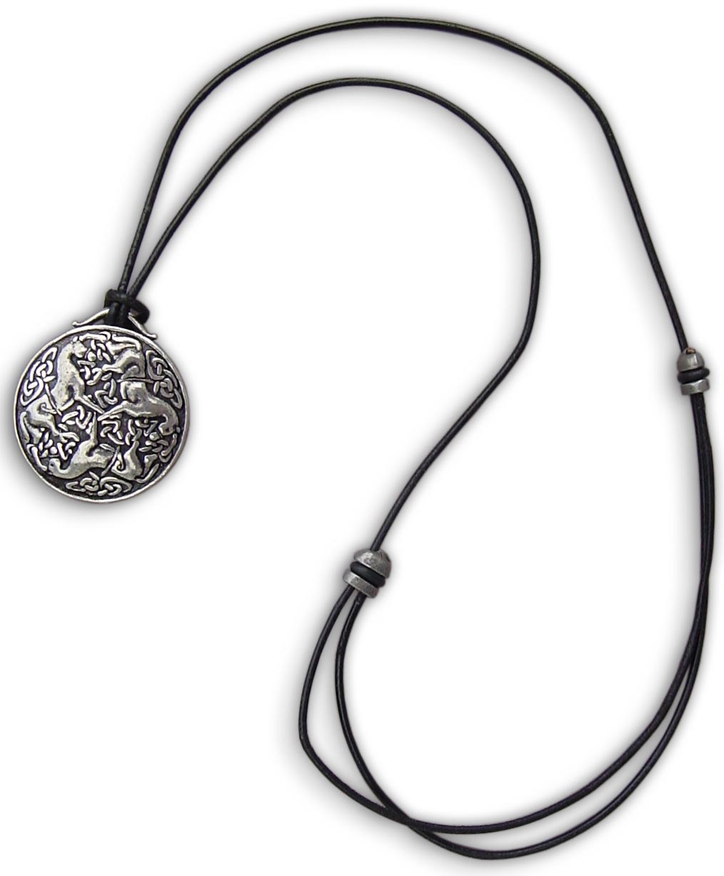 Pewter Celtic Horse Medallion on Adjustable Leather Cord-www.hoofprints.com