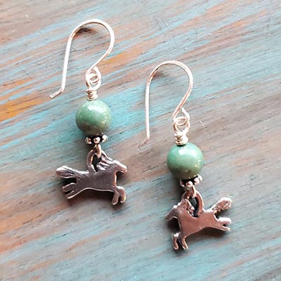 Circle of Horses Turquoise Bead Earrings
