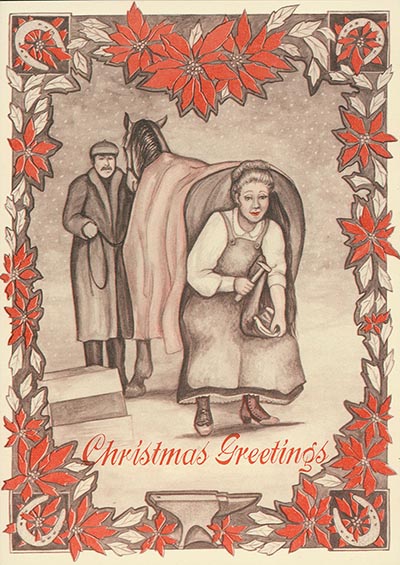 Old Fashioned Lady Farrier Card For Business *DISCONTINUED ONLY 2 PKG LEFT*