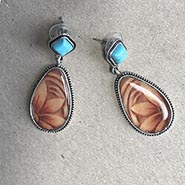 Faux Turquoise and Tooled Leather Earrings *ONLY 1 PAIR AVAILABLE*