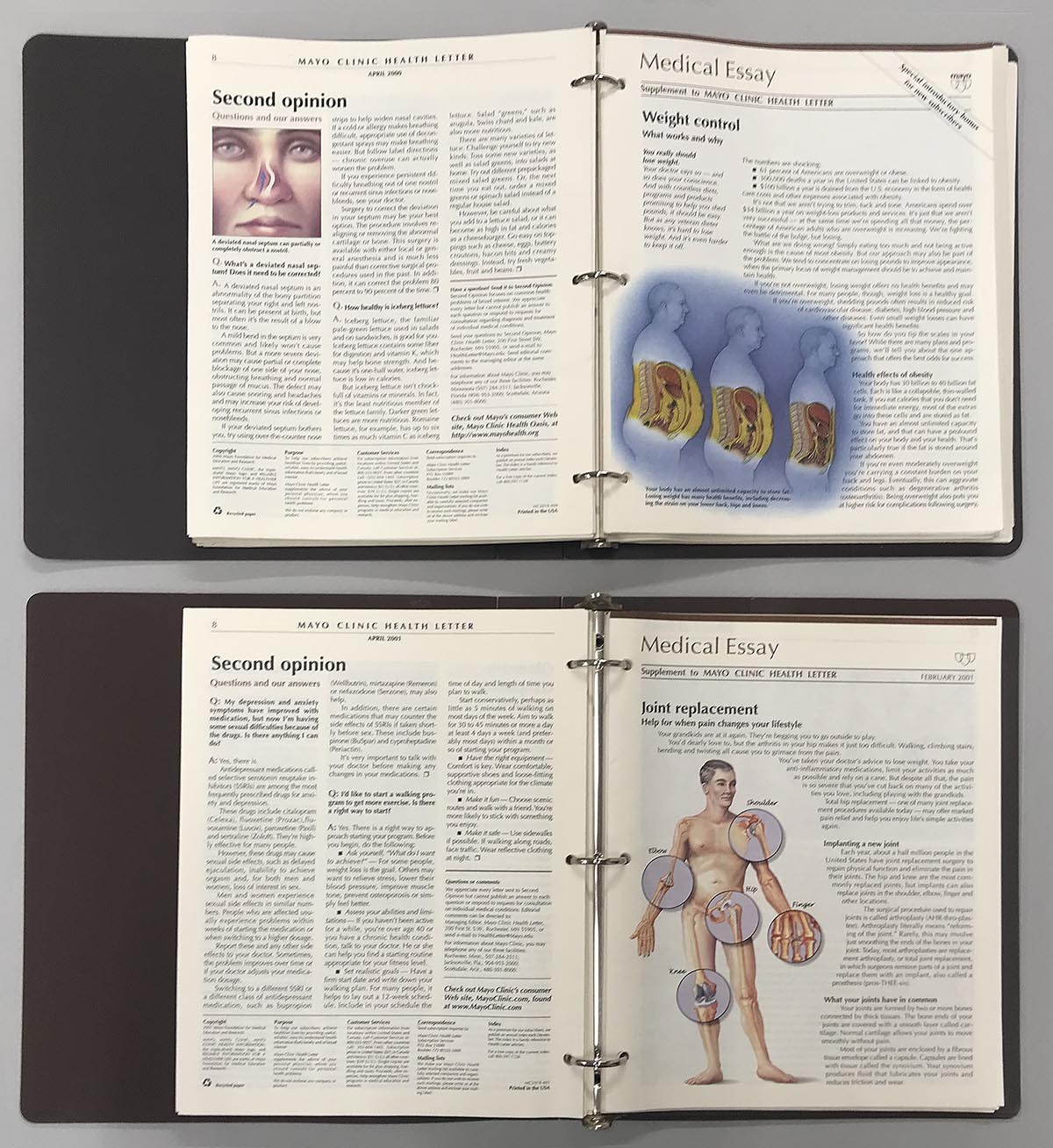 Mayo Clinic Health Letter - 2 Full Binders *ONLY 1 SET AVAILABLE*