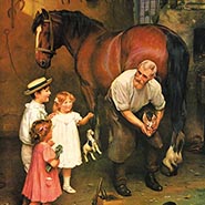 Won't You Fix My Horse Too? Burgundy Matted and Framed Blacksmith Print *DISCONTINUED - ONLY 1 AVAILABLE*