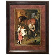 Won't You Fix My Horse Too? Burgundy Matted and Framed Blacksmith Print *DISCONTINUED - ONLY 1 AVAILABLE*