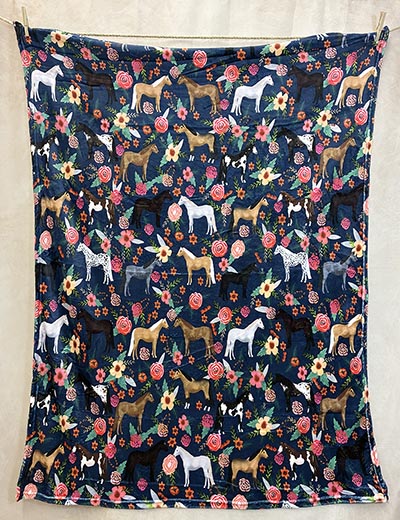 Super Soft Plush Horses on Navy 40