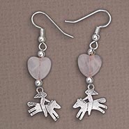 Little Pony Girl Rose Quartz Heart Earrings *ONLY 1 PAIR AVAILABLE*