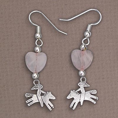 Little Pony Girl Rose Quartz Heart Earrings *ONLY 1 PAIR AVAILABLE*