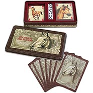 Horse Breeds Playing Cards and Dice in felt lined, collectable tin