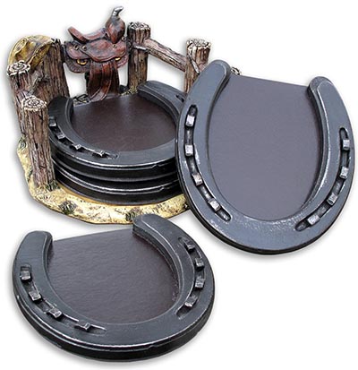 Horseshoe Coasters with Faux Leather Pads