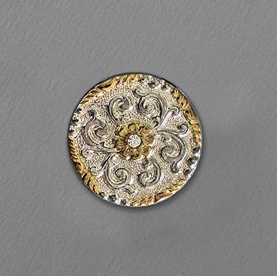 Small Two Tone Ornate Concho with Stone Scarf, Bandana, Wild Rag Slide *NEW!*