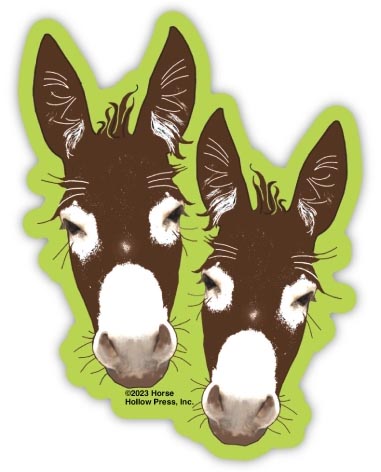 Donkey Pair on Green - Super Durable Sticker