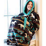 Galloping Horses Plush Blanket Hoodie