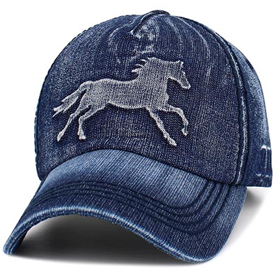 Embossed Galloping Horse Stonewashed Cap