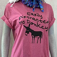 Easily Distracted by Donkeys Vintage Raspberrry T-Shirt *NEW*