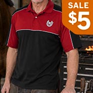Shoe and Anvil Embroidered Black and Red Moisture-Free Mesh Golf Shirt *DISCONTINUED*