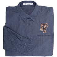 Longsleeve Navy Button-Down Twill with Embroidered Horse Legs *DISCONTINUED LIMITED AVAILABILITY*