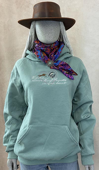 Horses Leave Hoofprints on Your Heart Soft Teal Hooded Sweatshirt
