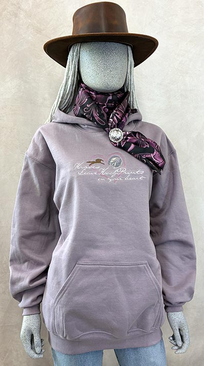 Horses Leave Hoofprints on Your Heart Dusty Lavender Hooded Sweatshirt