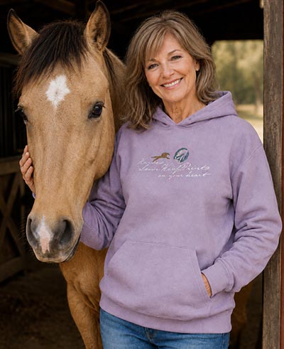 Horses Leave Hoofprints on Your Heart Dusty Lavender Hooded Sweatshirt