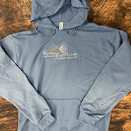 Embroidered Horses Leave Hoofprints on your Heart Denim Blue Hoodie *ONLY ONE AVAILABLE size MEDIUM*