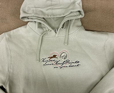 Horses Leave HoofPrints on Your Heart Driftwood Green Hooded Sweatshirt *ONLY 1 AVAILABLE SIZE MEDIUM*