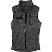Embroidered Tweed Fleece Sweater Vest with Zippered Chest Pocket