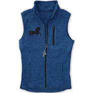 Embroidered Tweed Fleece Sweater Vest with Zippered Chest Pocket