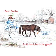 Dear Santa - Is it too late to be good? Pony steals snowman's nose - NEW!