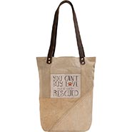 Recycled Canvas Tote YOU CAN'T BUY LOVE but it can be RESCUED