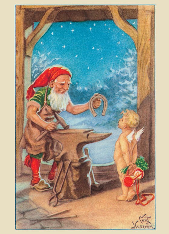 vintage blacksmith w baby new year card with thank you for your