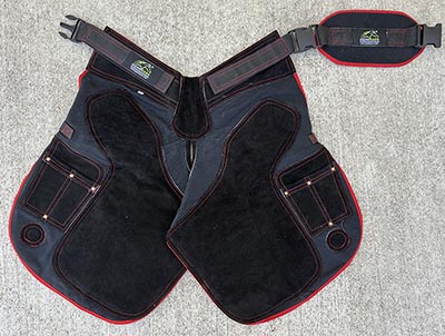 Black with Red Trim Padded Farrier Apron Chaps with knife pockets *ONLY ONE AVAILABLE*