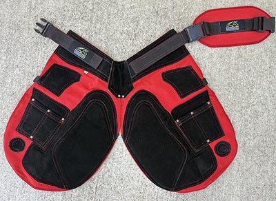 Red with Black Trim Padded Farrier Apron Chaps with knife pockets *ONLY ONE AVAILABLE*