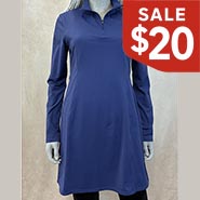 Navy Blue 4-way Stretch Tunic Length Quarter Zip Dress with Horse Embroidery *ONLY 1 AVAILABLE Size Medium*