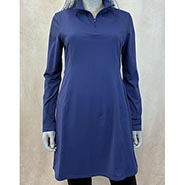 Navy Blue 4-way Stretch Tunic Length Quarter Zip Dress with Horse Embroidery *ONLY 1 AVAILABLE Size Medium*