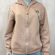 Embroidered Barn Girl Faux Cable Knit Zippered Hood HALF PRICE *ONLY ONE AVAILABLE size Large*