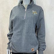 Charcoal Square Pattern Quarter Zip Sweatshirt with Barn Girl Embroidery HALF PRICE *ONLY ONE AVAILABLE size Medium*