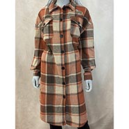 Extra Long Plaid Flannel Shirt Jacket with Barn Girl Embroidery *ONLY ONE AVAILABLE size XL*