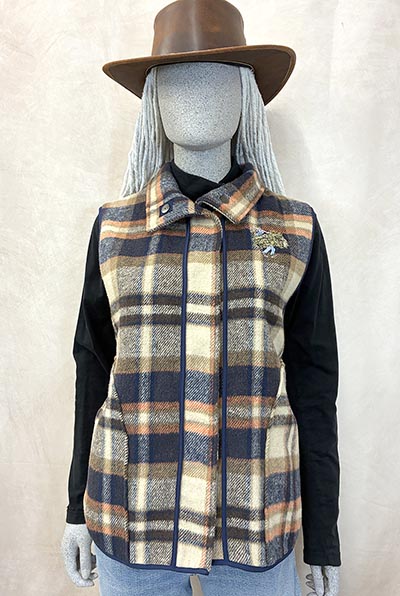 Heavy Flannel Plaid Vest with Barn Girl Embroidery  ONLY 1 AVAILABLE size S