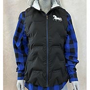 Black Puffer Vest with Blue accents and White Horse Embroidery *ONLY ONE AVAILABLE size Medium*