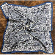 Silky Blue Paisley Polyester Wild Rag