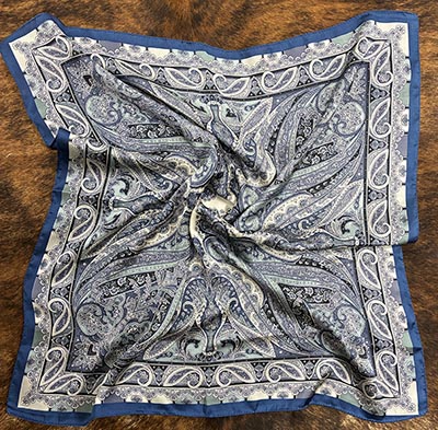 Silky Blue Paisley Polyester Wild Rag