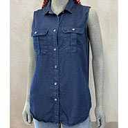 Sleeveless Blue Gabardine Denim HALF PRICE *ONLY ONE AVAILABLE size Medium*