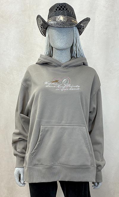 Embroidered Horses Leave Hoofprints on your Heart Driftwood Hoodie *ONLY ONE AVAILABLE SIZE MEDIUM*