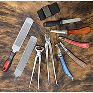 Farrier Tools Set of 10 Includes Knives, Sharpener, Rasps, Nippers, Nail Puller, Magnet  *ONLY ONE SET AVAILABLE*