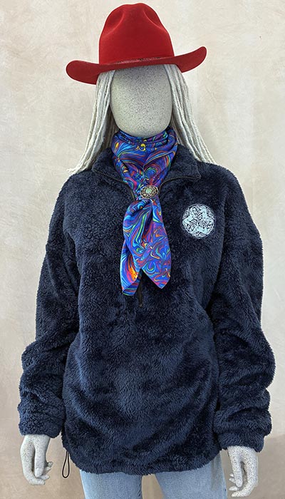 Super Fuzzy Quarter Zip Sherpa Fleece with Celtic Horse Embroidery  ONLY 1 AVAILABLE size M