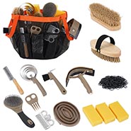 Horse Care Grooming Kit with Black Canvas Tote with Orange Trim - 15 Piece *ONLY ONE AVAILABLE*